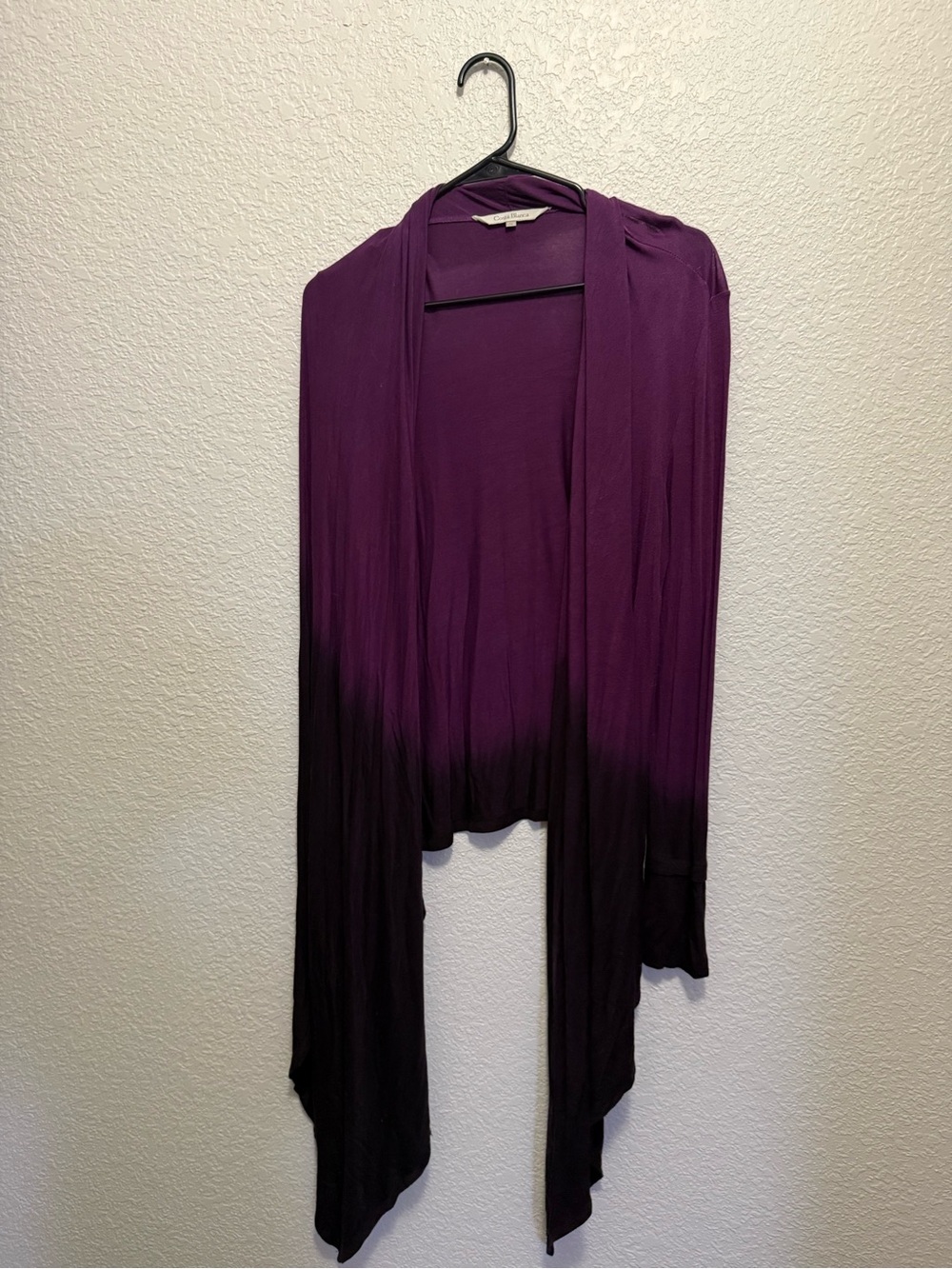 Costa Blanca Purple Ombre Draped Open-Front Cardigan